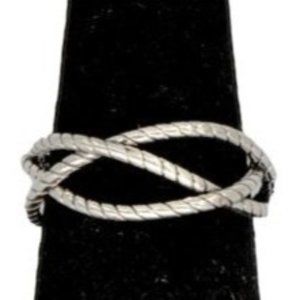 Serling Silver Rope Weave Adjustable Ring